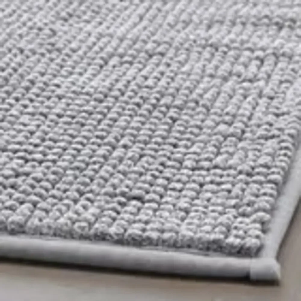 IKEA TOFTBO Gray-White Bath Mat Plush Comfort Meets Quick-Dry Practicality